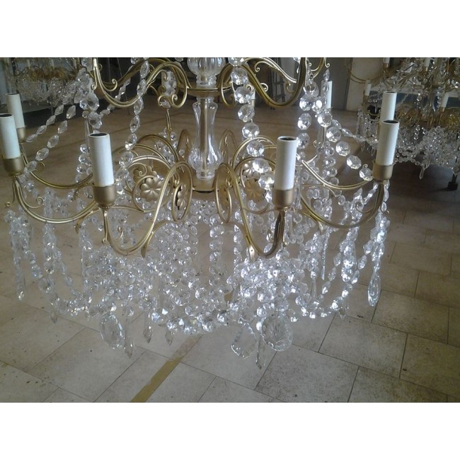 Lustre pampilles baroque MELISSA en verre cuivré et transparent